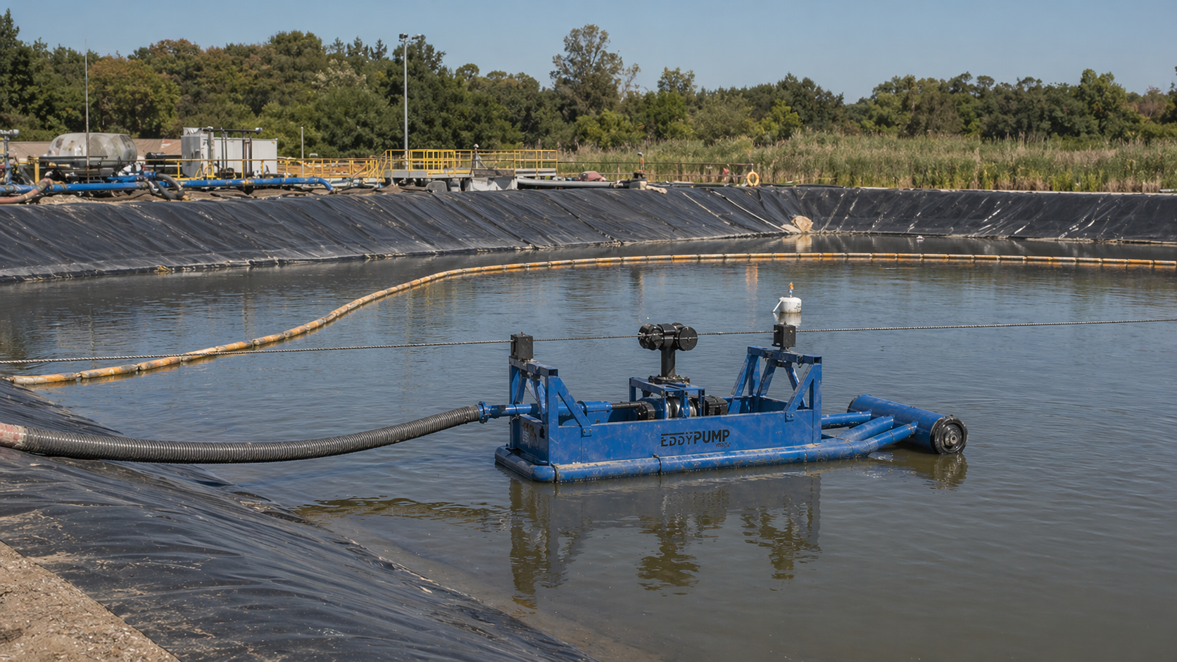 Mini Auger ModDredge in Lined Reclaimed Water Pond-1